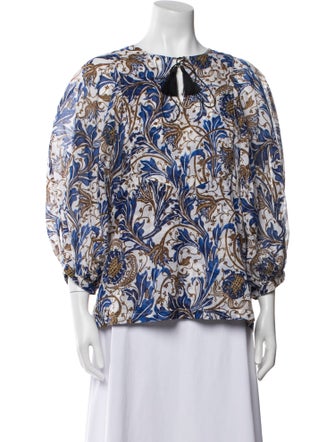 Samantha Sung Printed Bateau Neckline Blouse