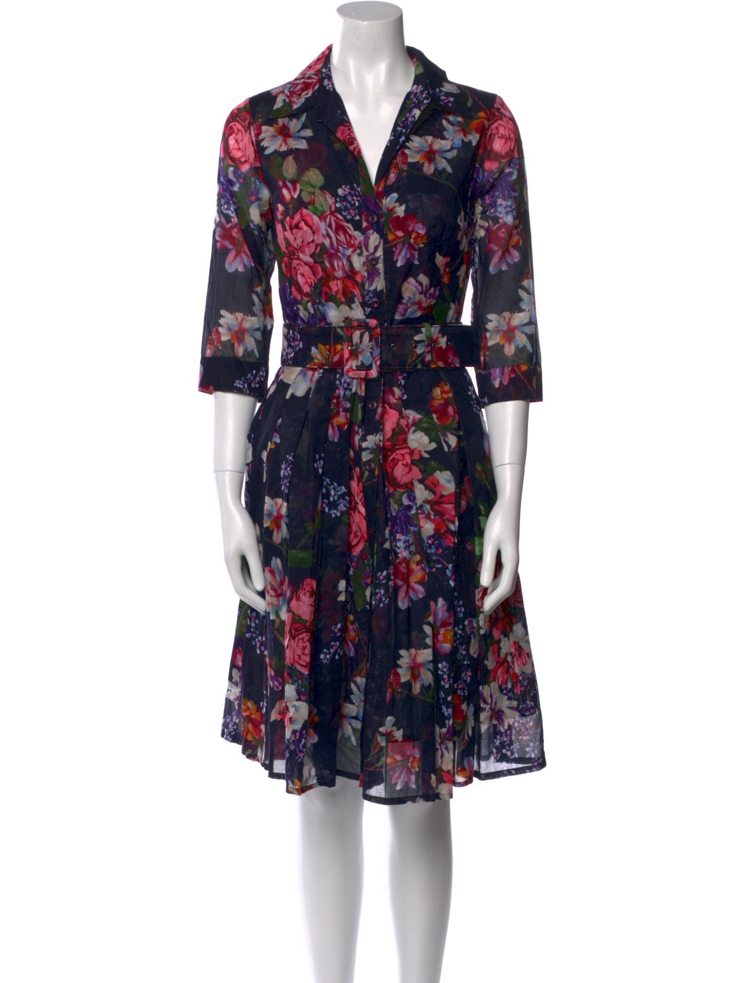 Samantha Sung Floral Print Knee-Length Dress