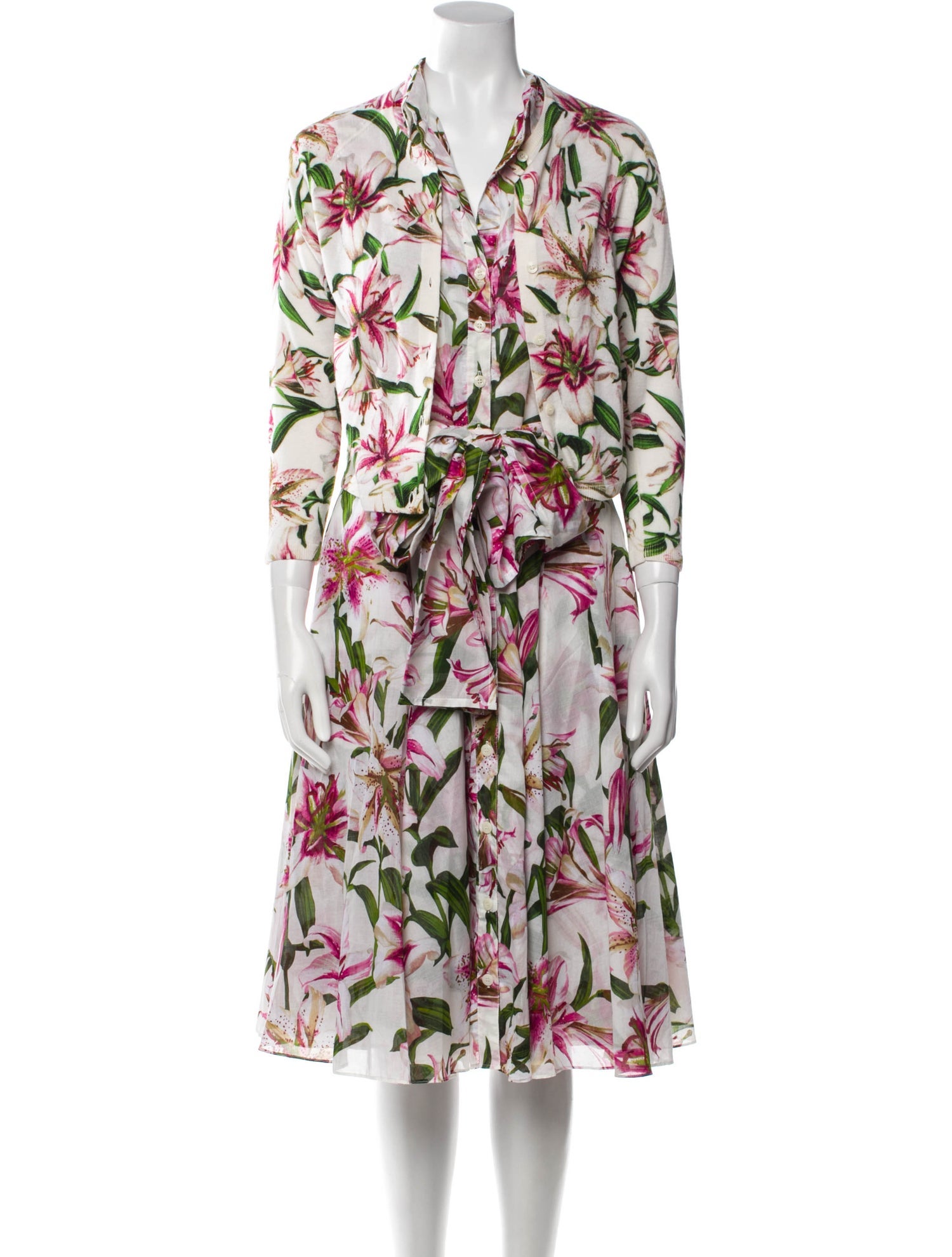 Samantha Sung Printed Pleated Accents Dress Set