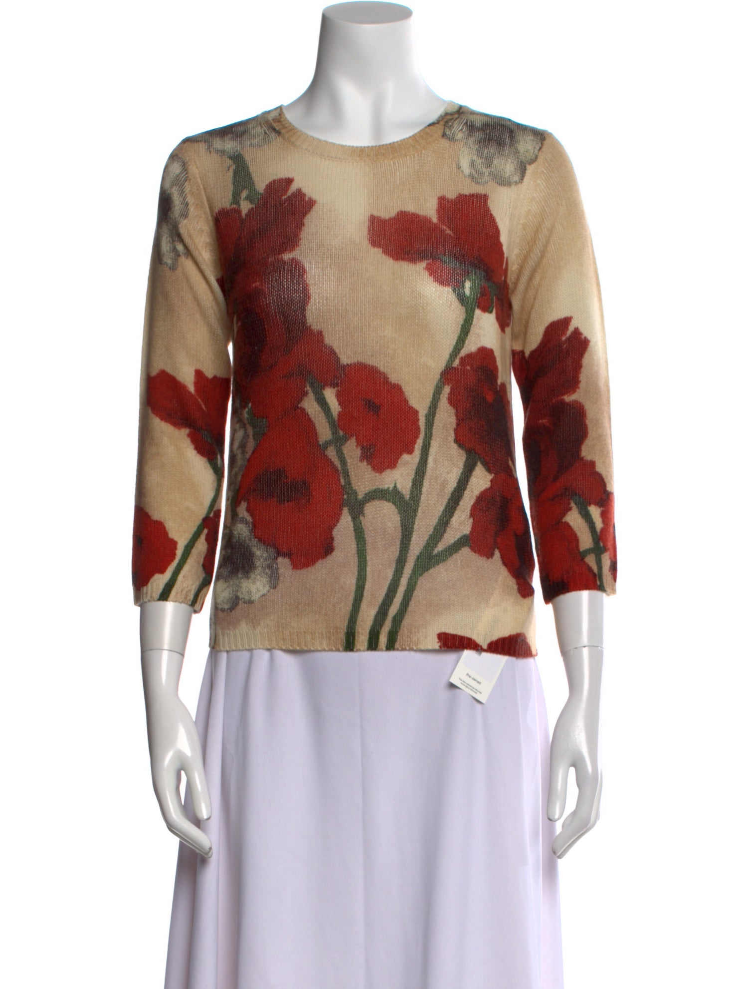 Samantha Sung Cashmere Floral Print Sweater