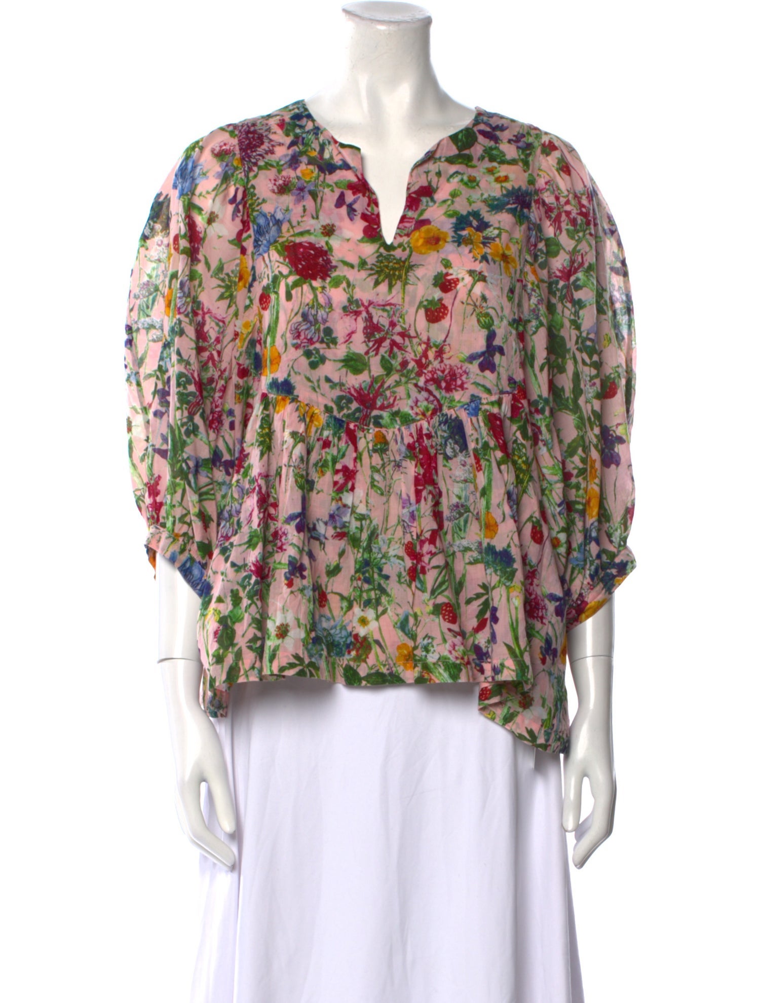 Samantha Sung Floral Print V-Neck Blouse