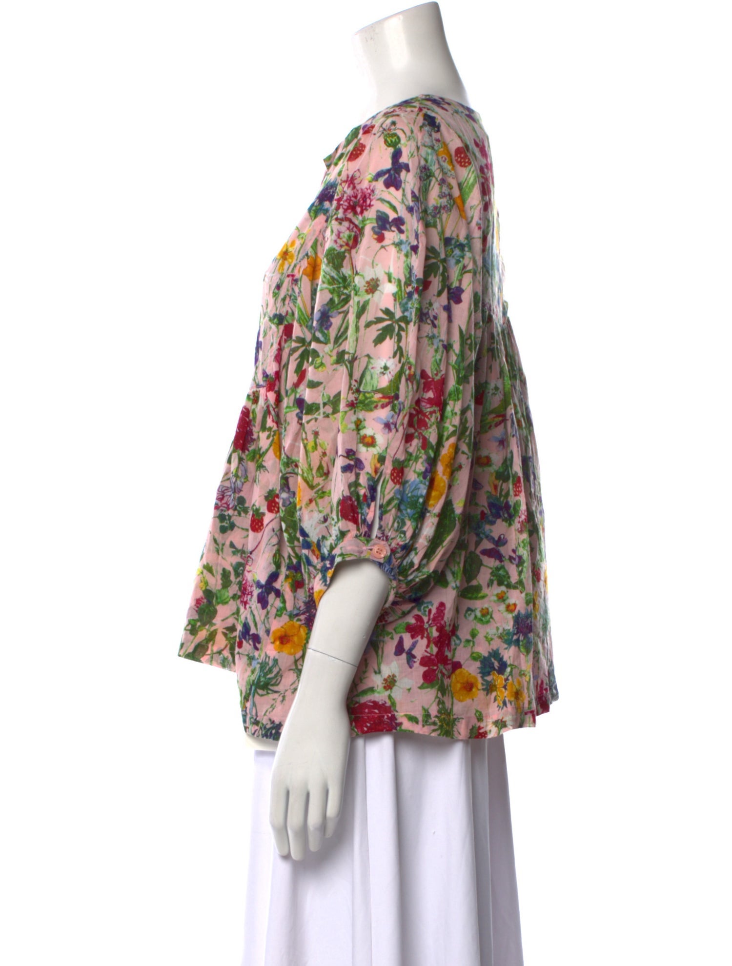 Samantha Sung Floral Print V-Neck Blouse