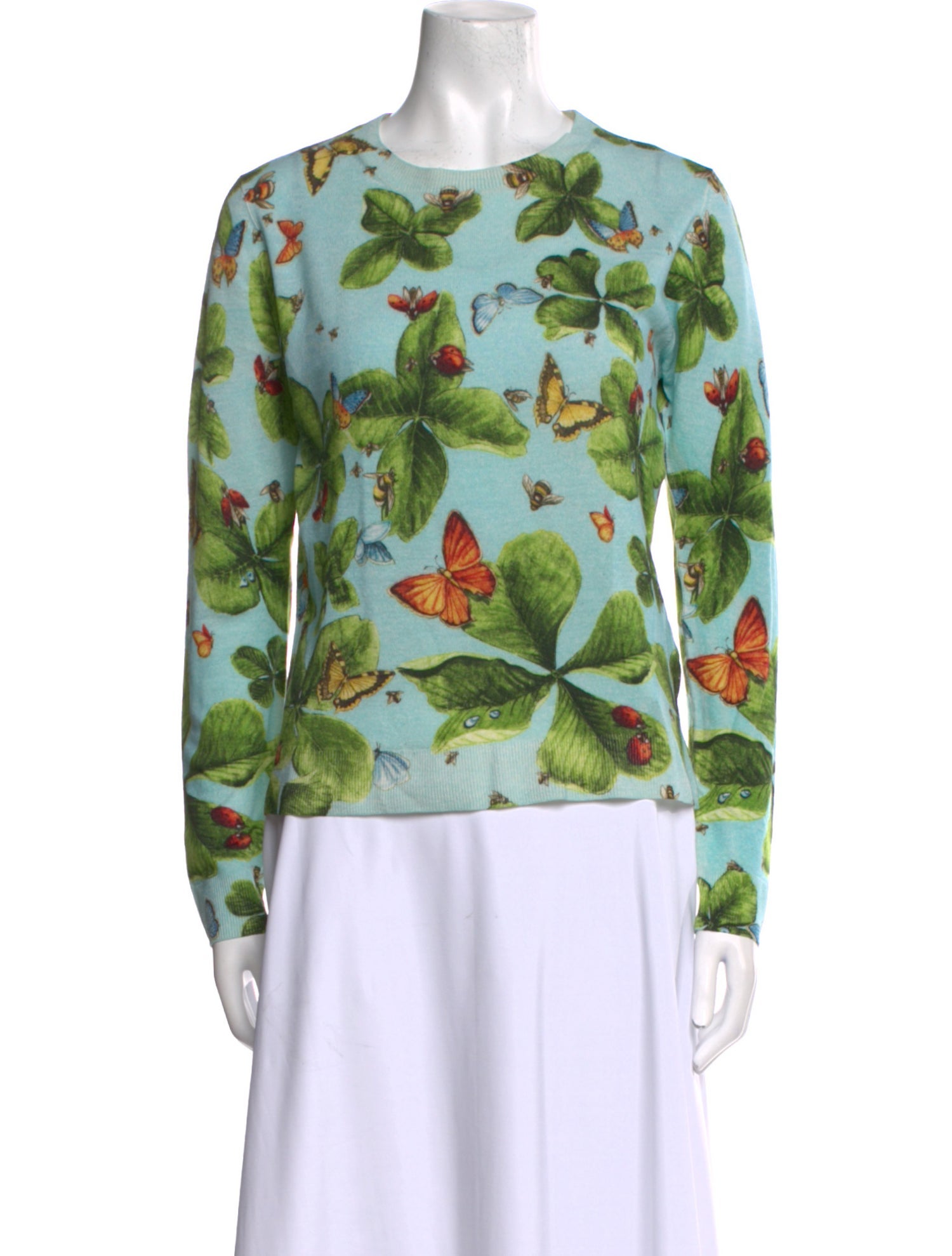 Samantha Sung Cashmere Floral Print Sweater