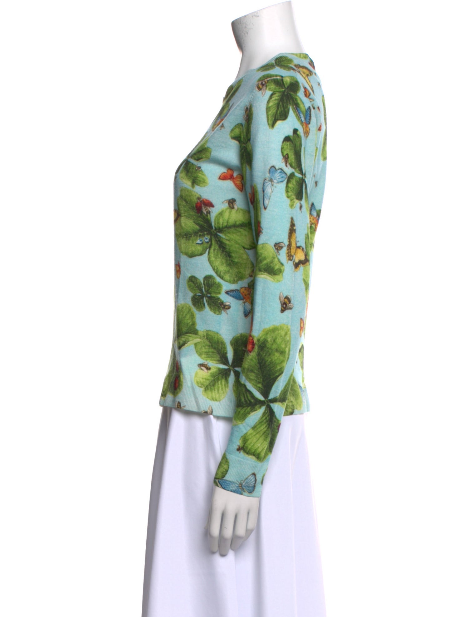 Samantha Sung Cashmere Floral Print Sweater