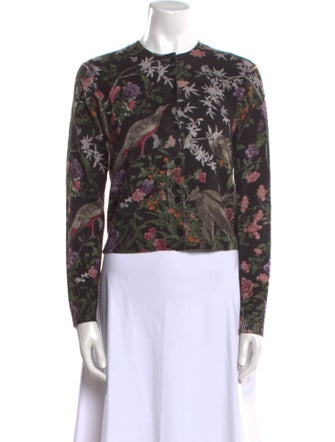 Samantha Sung Cashmere Floral Print Sweater