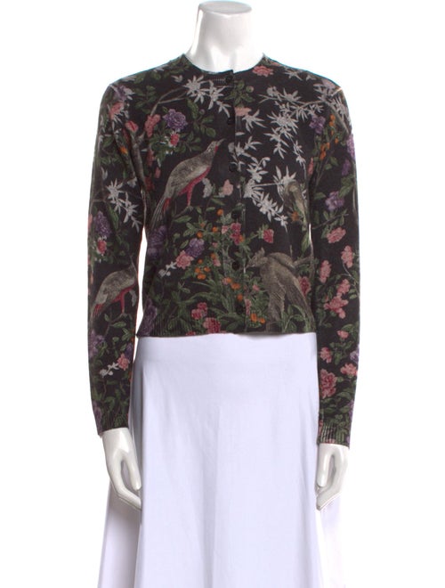 Samantha Sung Cashmere Floral Print Sweater