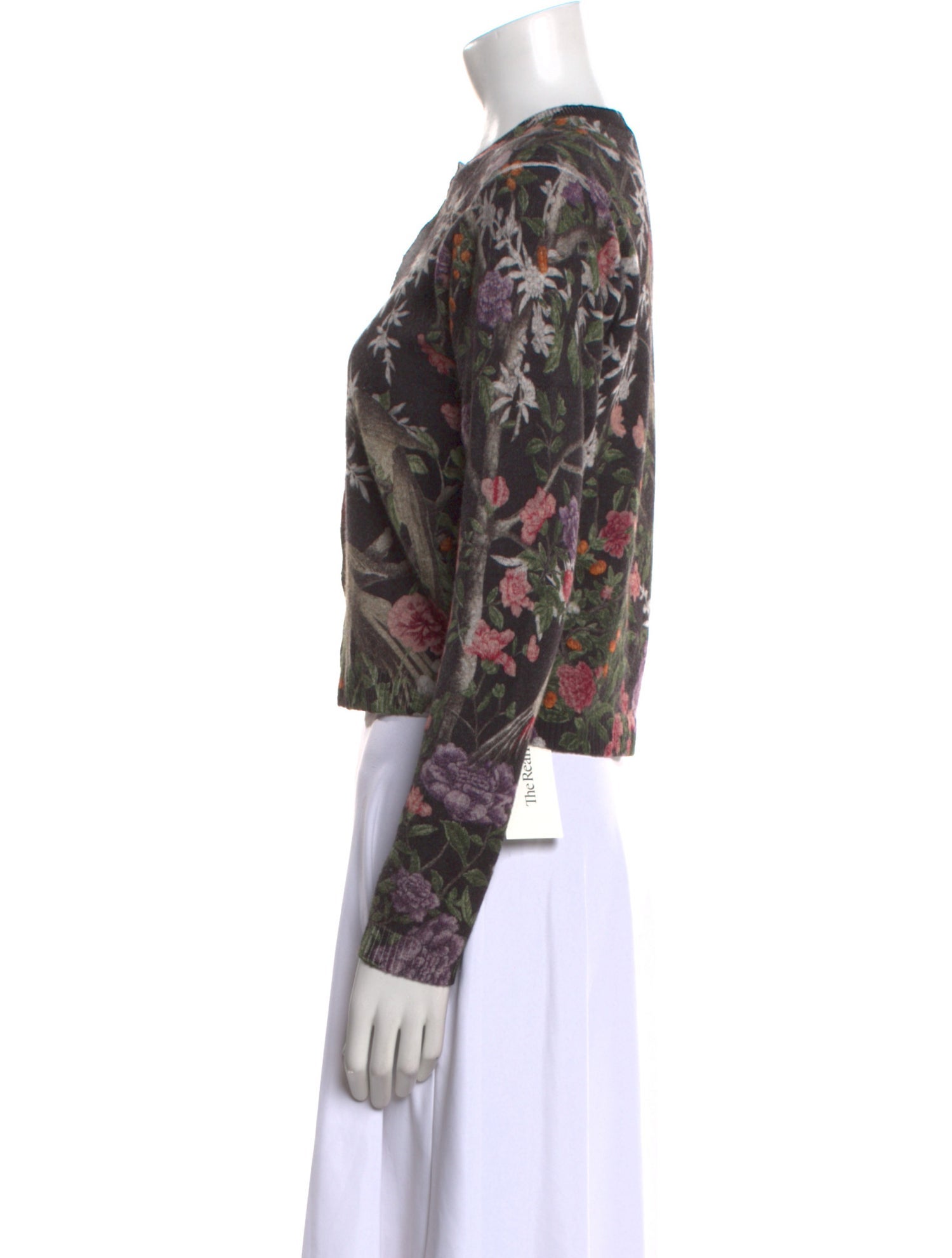 Samantha Sung Cashmere Floral Print Sweater