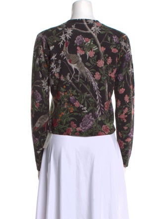 Samantha Sung Cashmere Floral Print Sweater