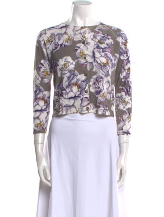 Samantha Sung Cashmere Floral Print Sweater