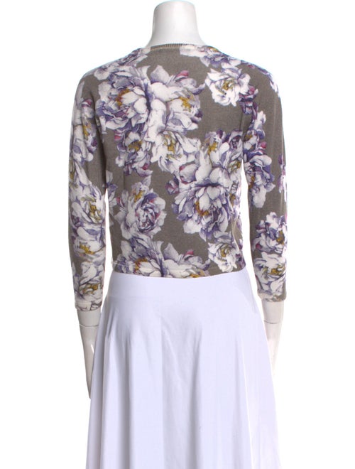 Samantha Sung Cashmere Floral Print Sweater