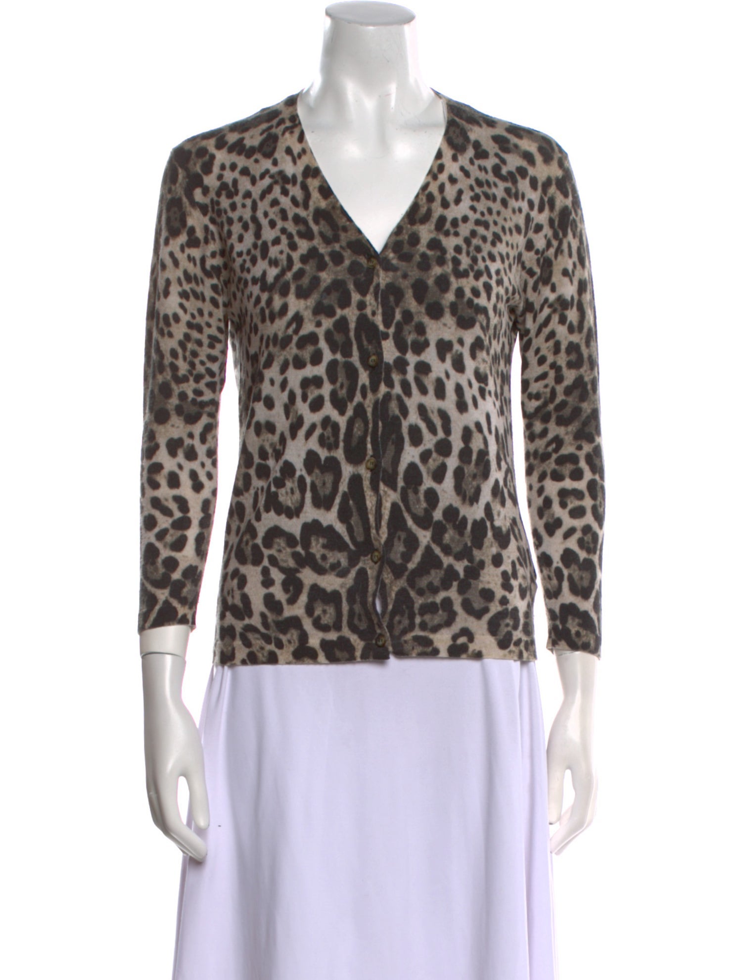 Samantha Sung Silk Animal Print Sweater