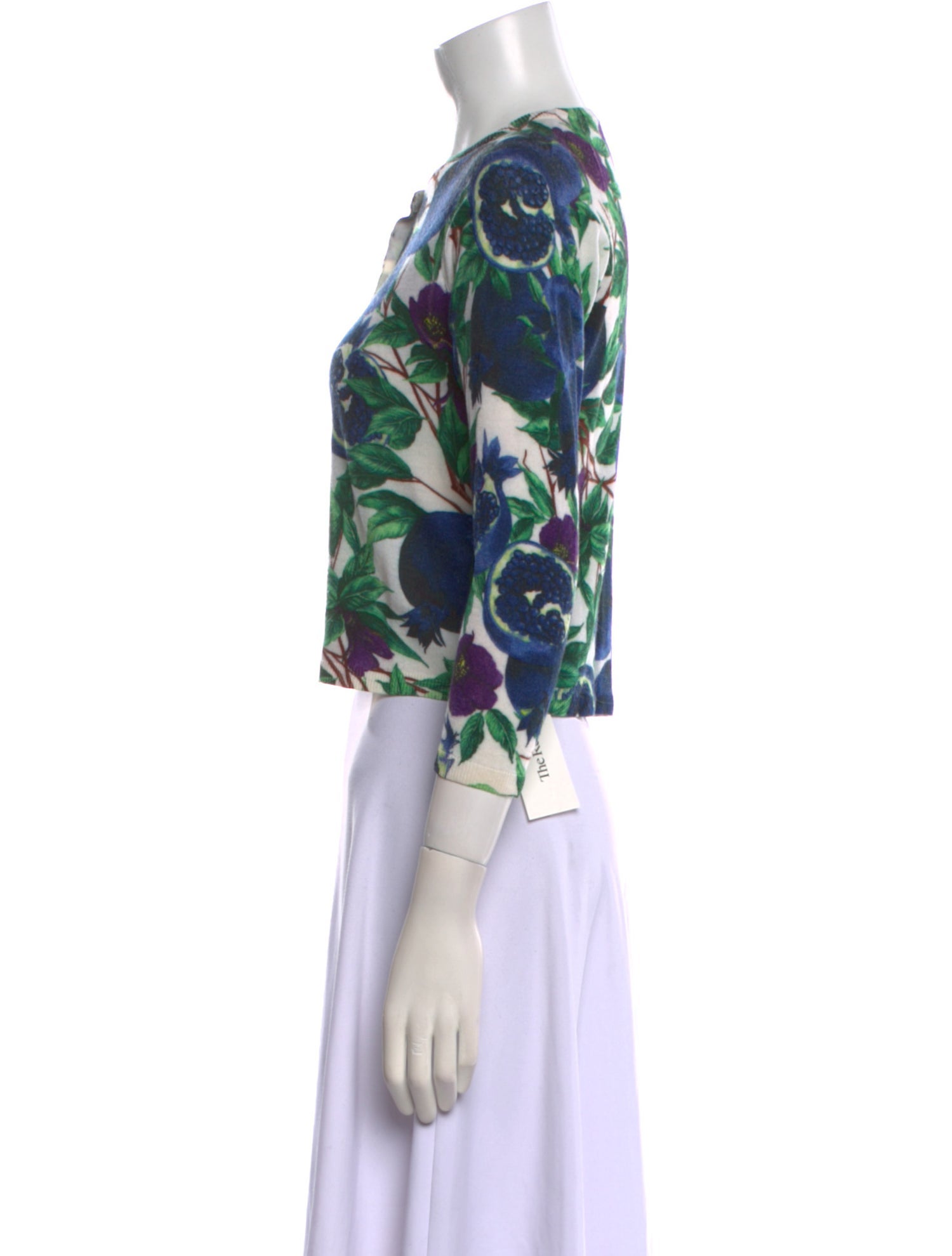 Samantha Sung Cashmere Floral Print Sweater
