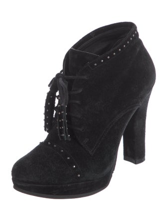 L.K. Bennett Suede Studded Accents Lace-Up Boots
