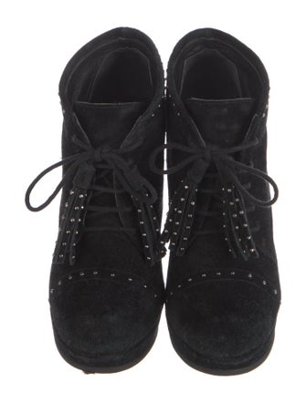 L.K. Bennett Suede Studded Accents Lace-Up Boots