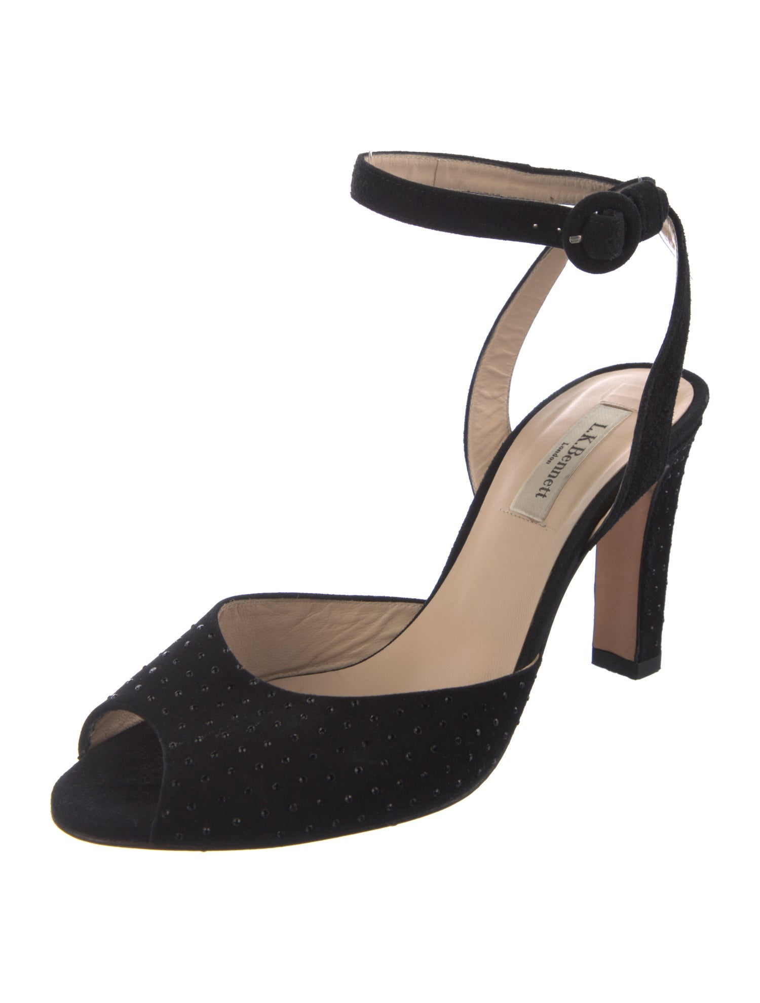 L.K. Bennett Suede Studded Accents Slingback Sandals