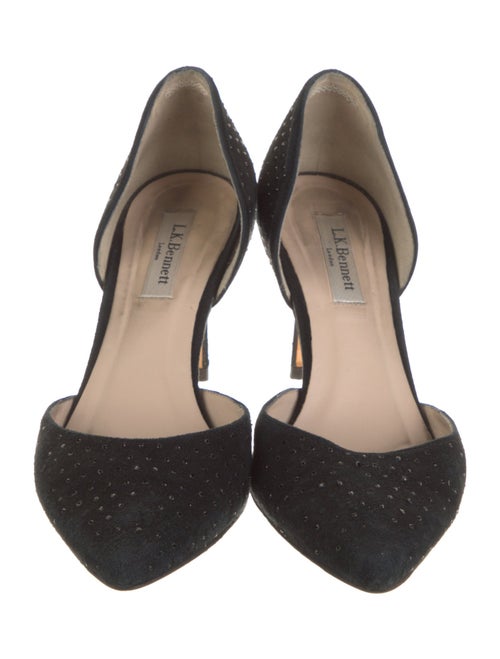 L.K. Bennett Suede Crystal Embellishments D'Orsay Pumps