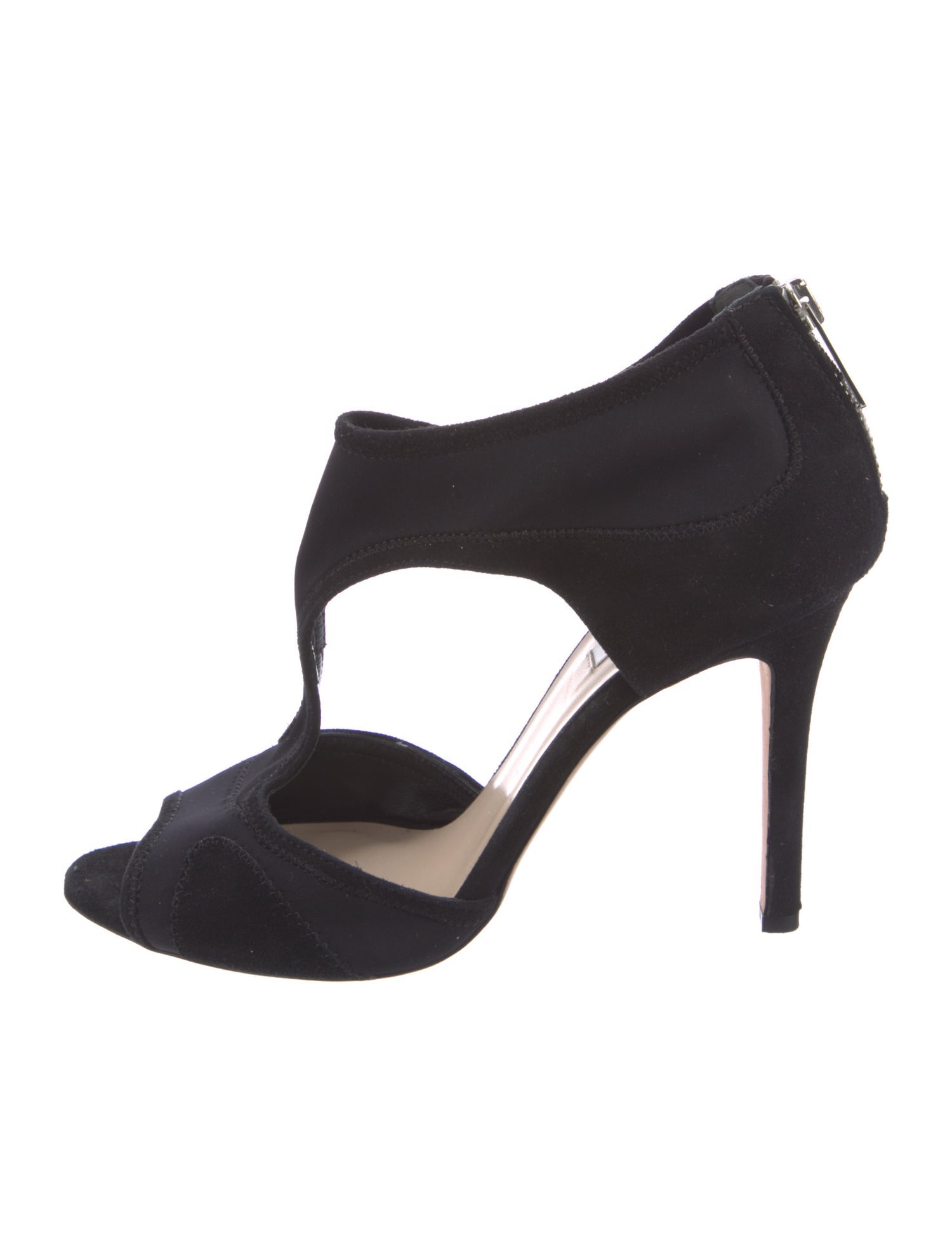 L.K. Bennett Suede Cutout Accent T-Strap Sandals