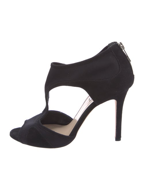 L.K. Bennett Suede Cutout Accent T-Strap Sandals