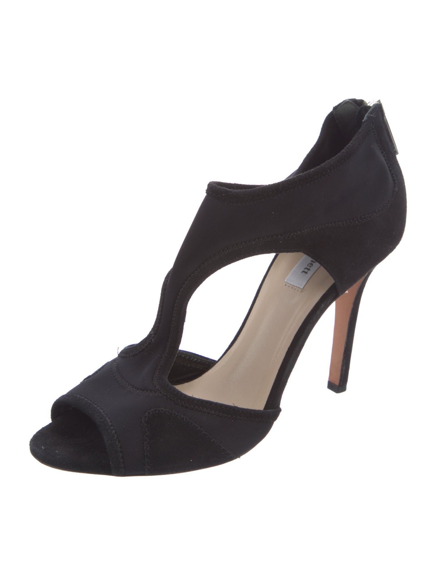 L.K. Bennett Suede Cutout Accent T-Strap Sandals