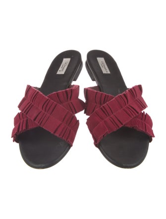 L.K. Bennett Leather Ruffle Embellishment Slides