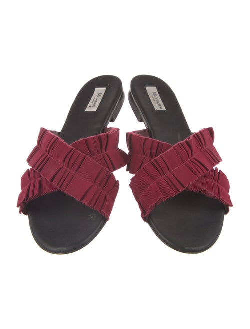 L.K. Bennett Leather Ruffle Embellishment Slides