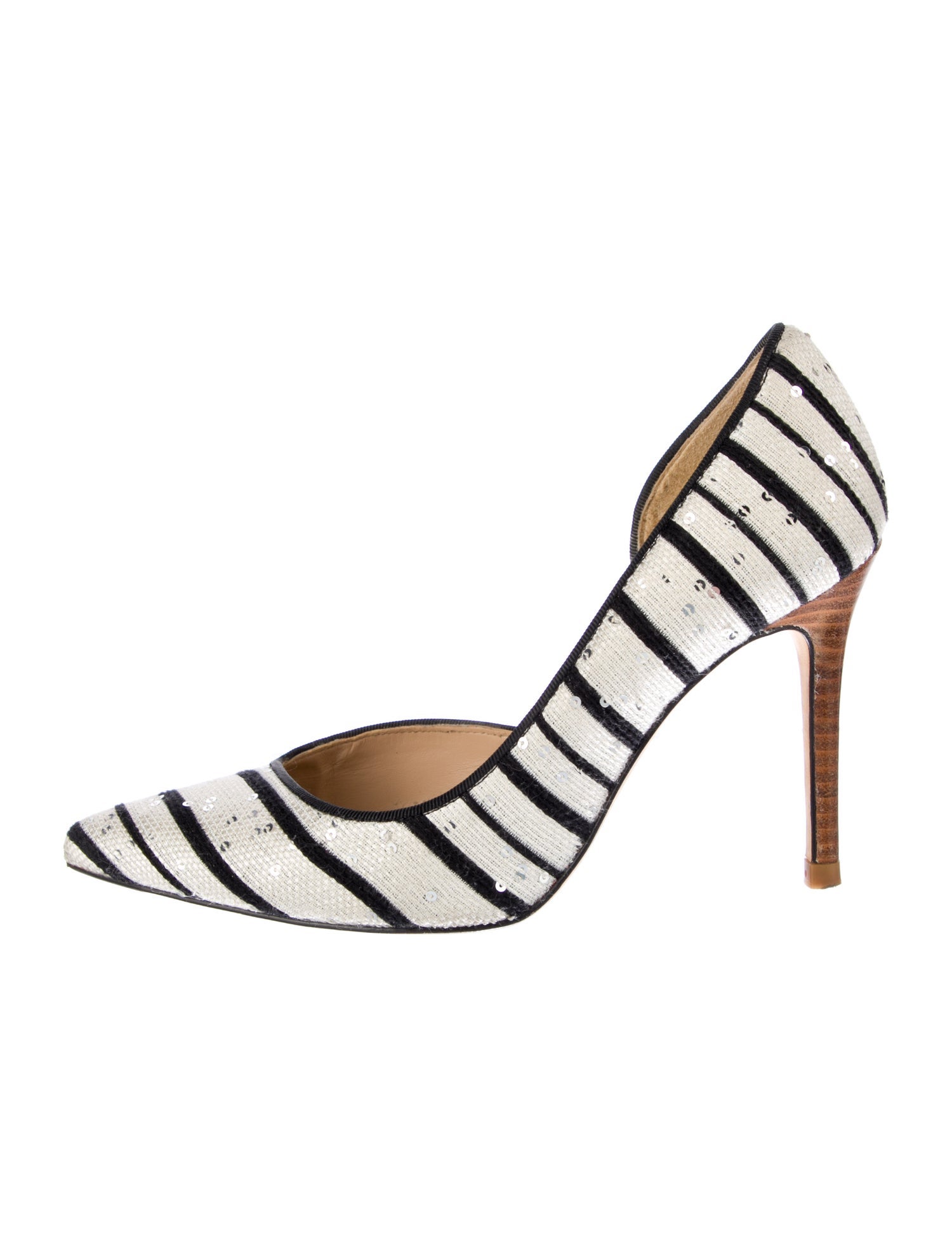 L.K. Bennett Striped Sequin Embellishments D'Orsay Pumps
