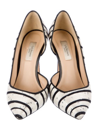 L.K. Bennett Striped Sequin Embellishments D'Orsay Pumps