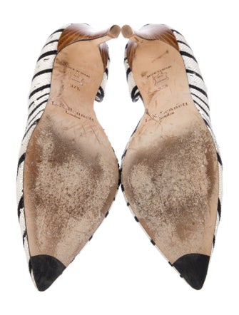 L.K. Bennett Striped Sequin Embellishments D'Orsay Pumps