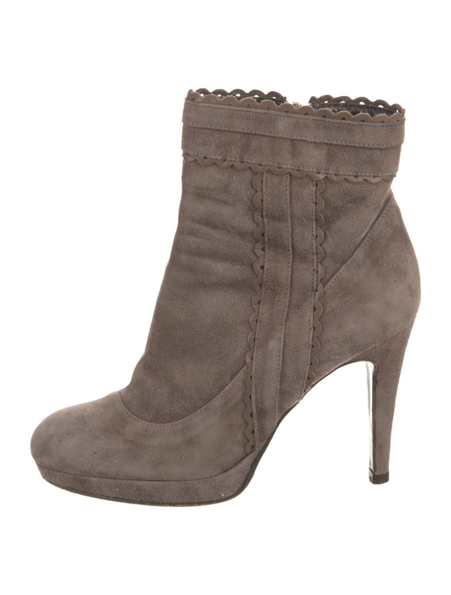 L.K. Bennett Suede Scalloped Accent Boots