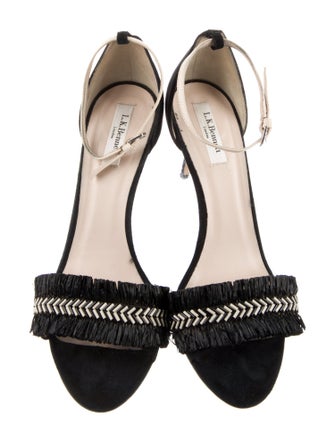 L.K. Bennett Suede Colorblock Pattern Sandals