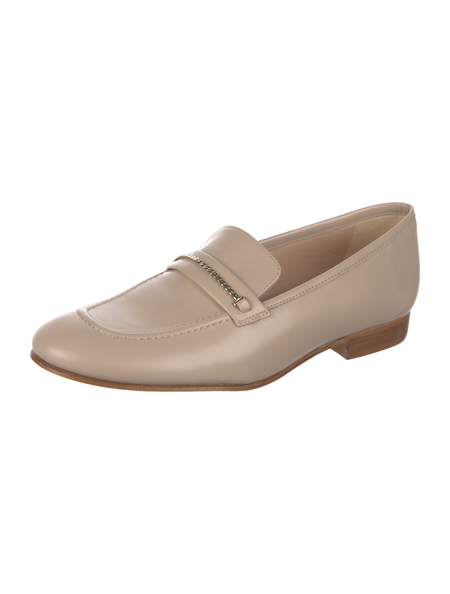 L.K. Bennett Leather Chain-Link Accents Loafers