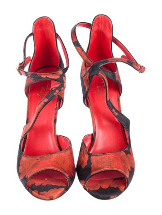 L.K. Bennett Satin Floral Print D'Orsay Pumps