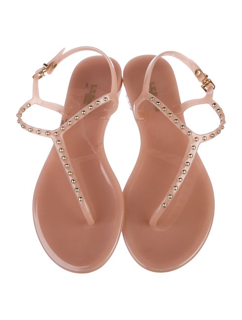 L.K. Bennett Rubber Studded Accents T-Strap Sandals