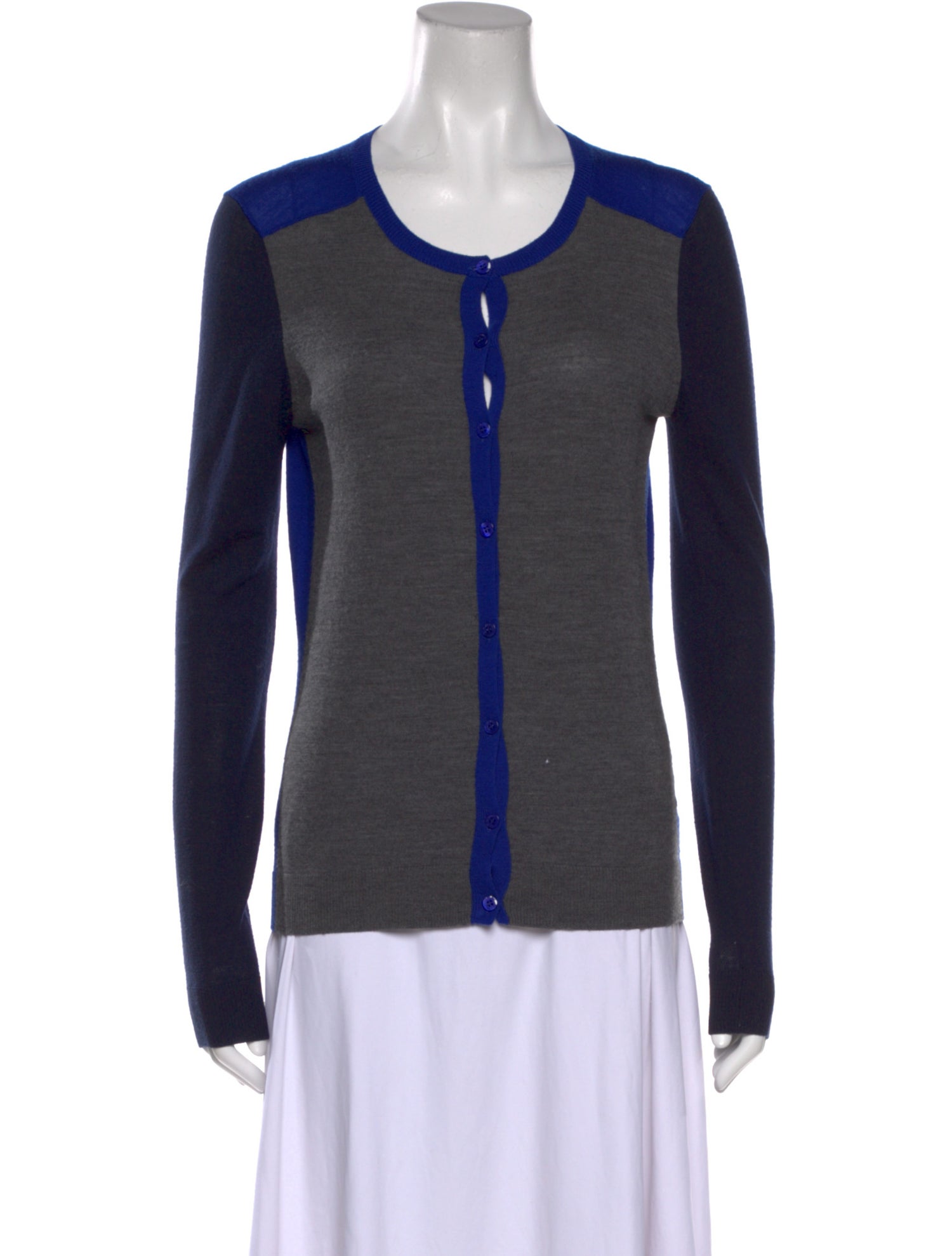 L.K. Bennett Merino Wool Colorblock Pattern Sweater