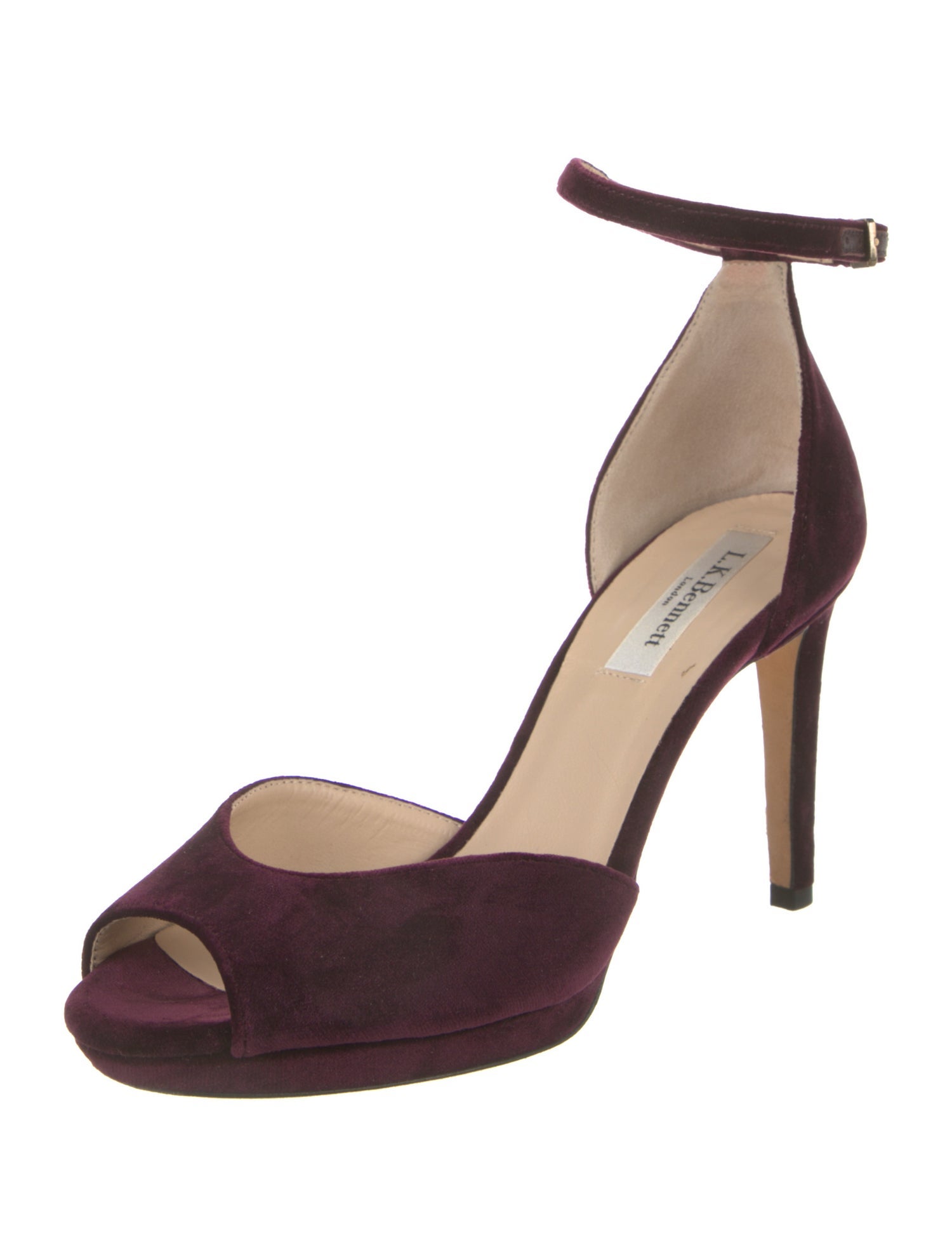 L.K. Bennett Velvet Leather Trim Embellishment D'Orsay Pumps