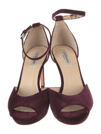 L.K. Bennett Velvet Leather Trim Embellishment D'Orsay Pumps