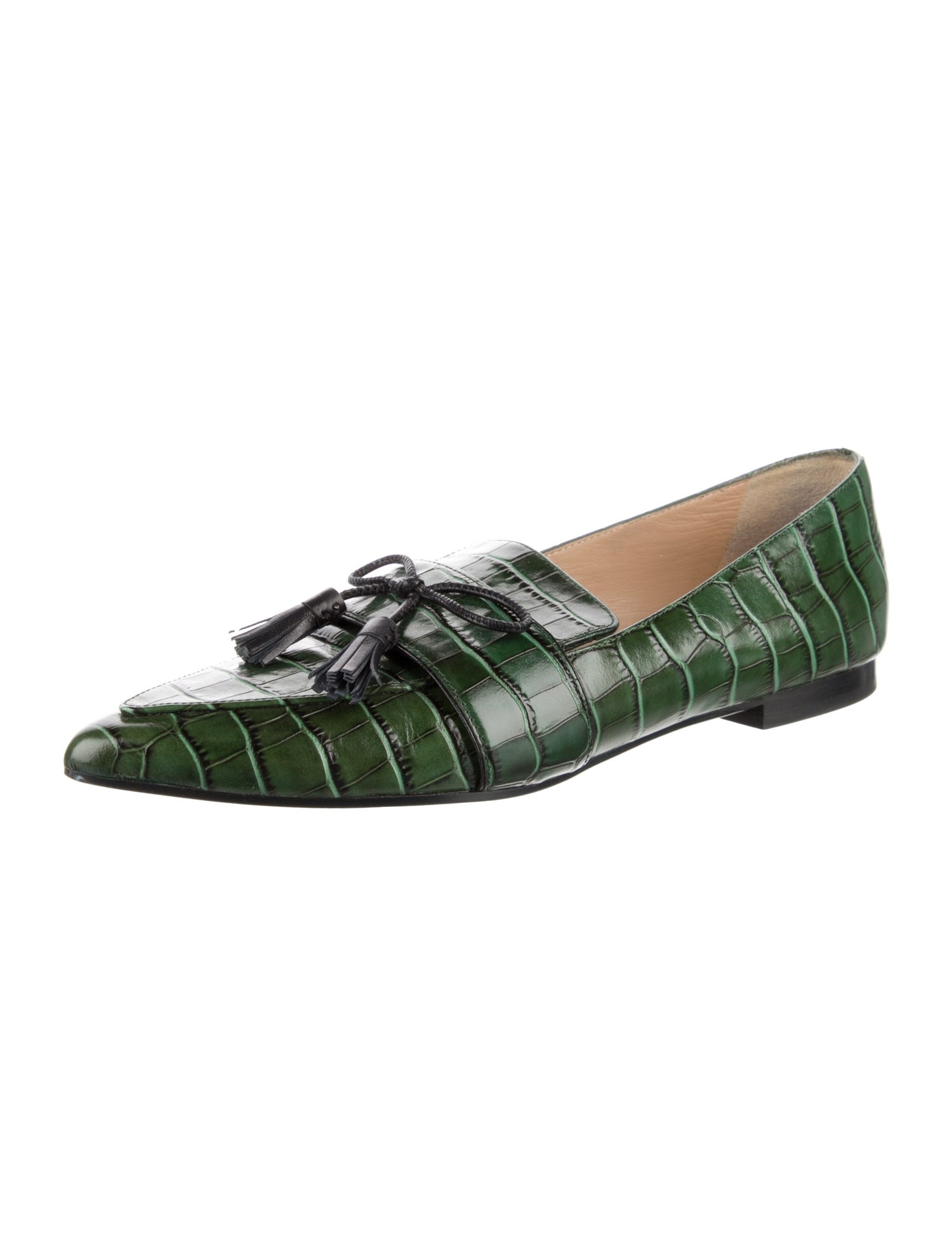 L.K. Bennett Crocodile Bow Accents Loafers