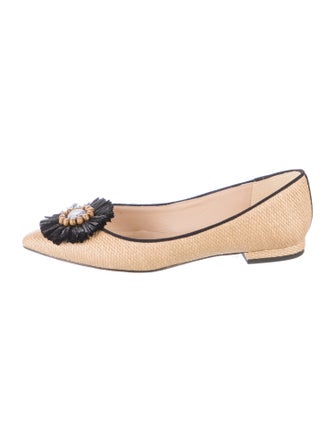 L.K. Bennett Raffia Crystal Embellishments Flats