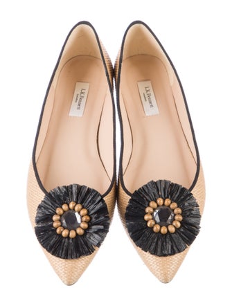 L.K. Bennett Raffia Crystal Embellishments Flats