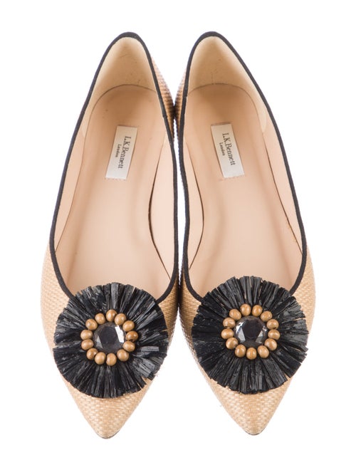 L.K. Bennett Raffia Crystal Embellishments Flats