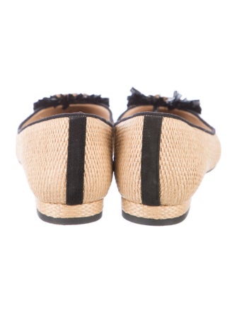 L.K. Bennett Raffia Crystal Embellishments Flats
