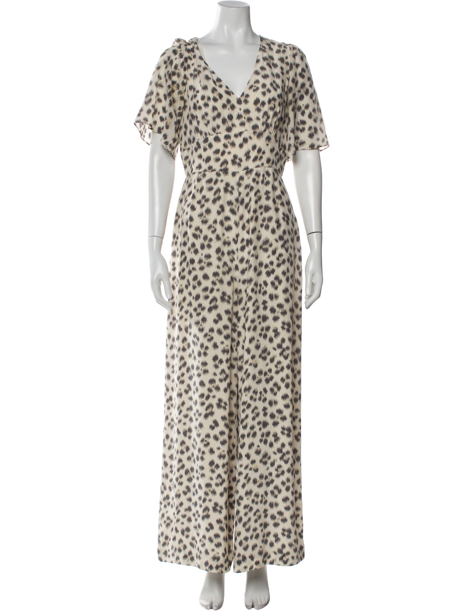 L.K. Bennett Animal Print V-Neck Jumpsuit