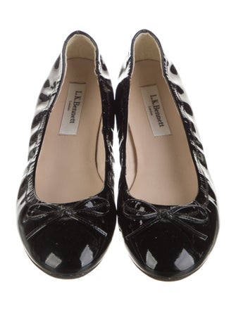 L.K. Bennett Patent Leather Bow Accents Ballet Flats
