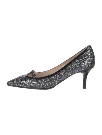 L.K. Bennett Glitter Leather Trim Embellishment Pumps