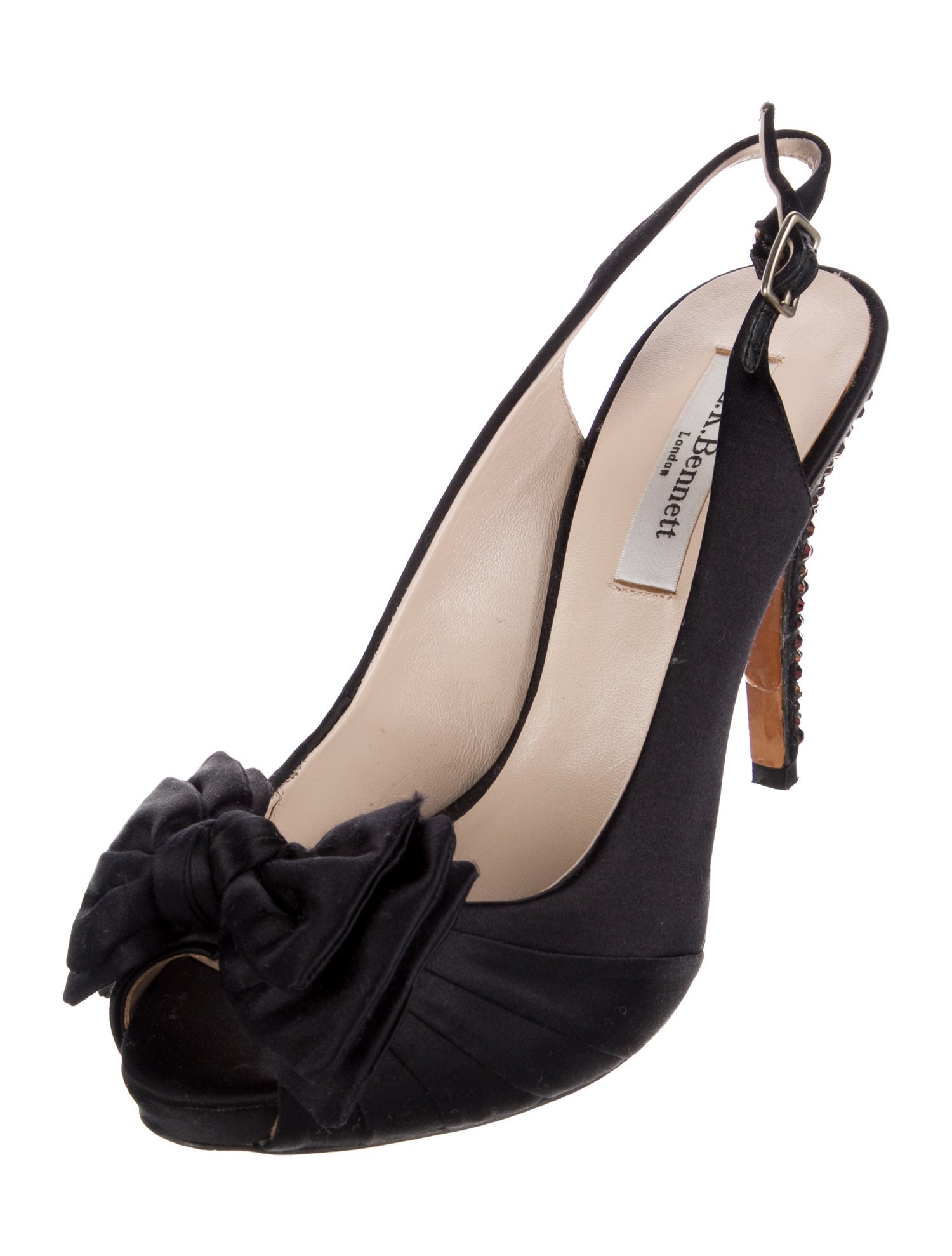 L.K. Bennett Satin Bow Accents Slingback Pumps