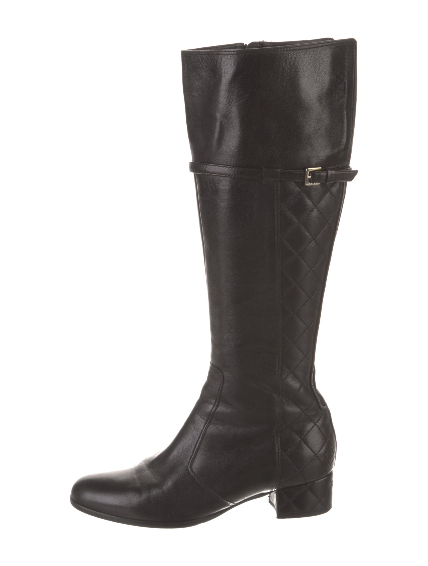 L.K. Bennett Quilted Pattern Leather Riding Boots