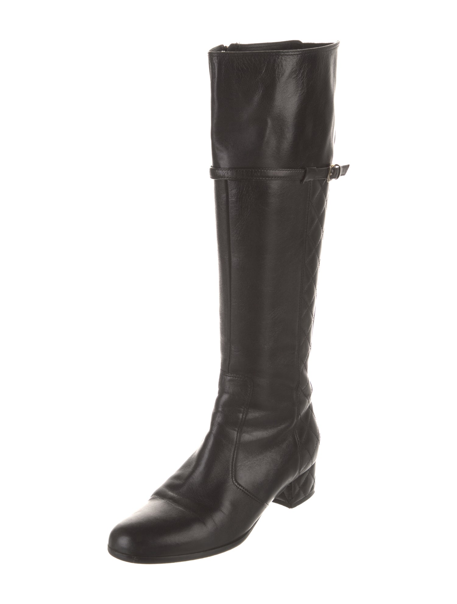 L.K. Bennett Quilted Pattern Leather Riding Boots