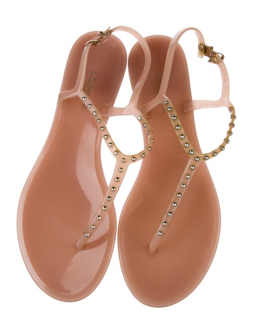 L.K. Bennett Rubber Studded Accents T-Strap Sandals