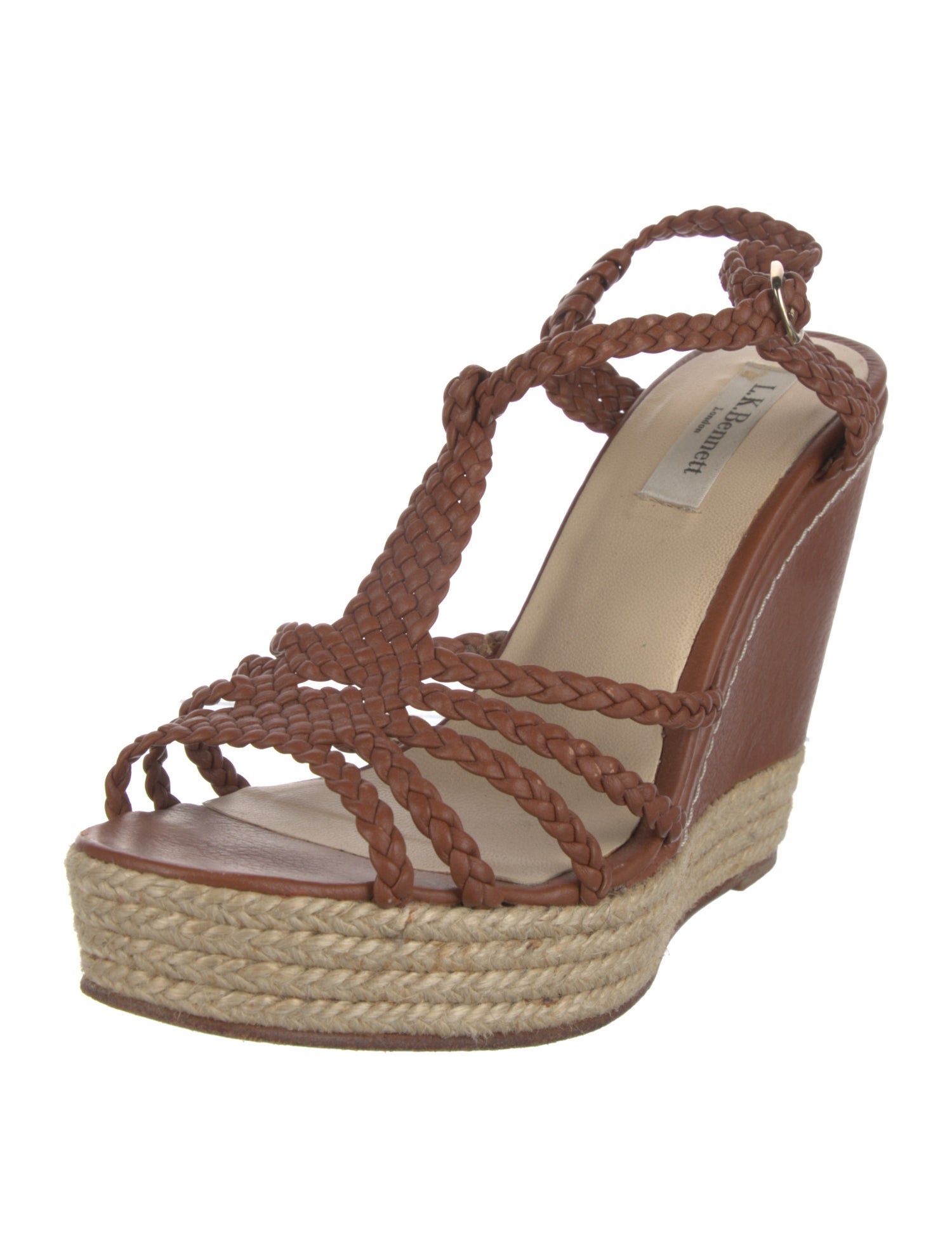 L.K. Bennett Leather Braided Accents T-Strap Pumps