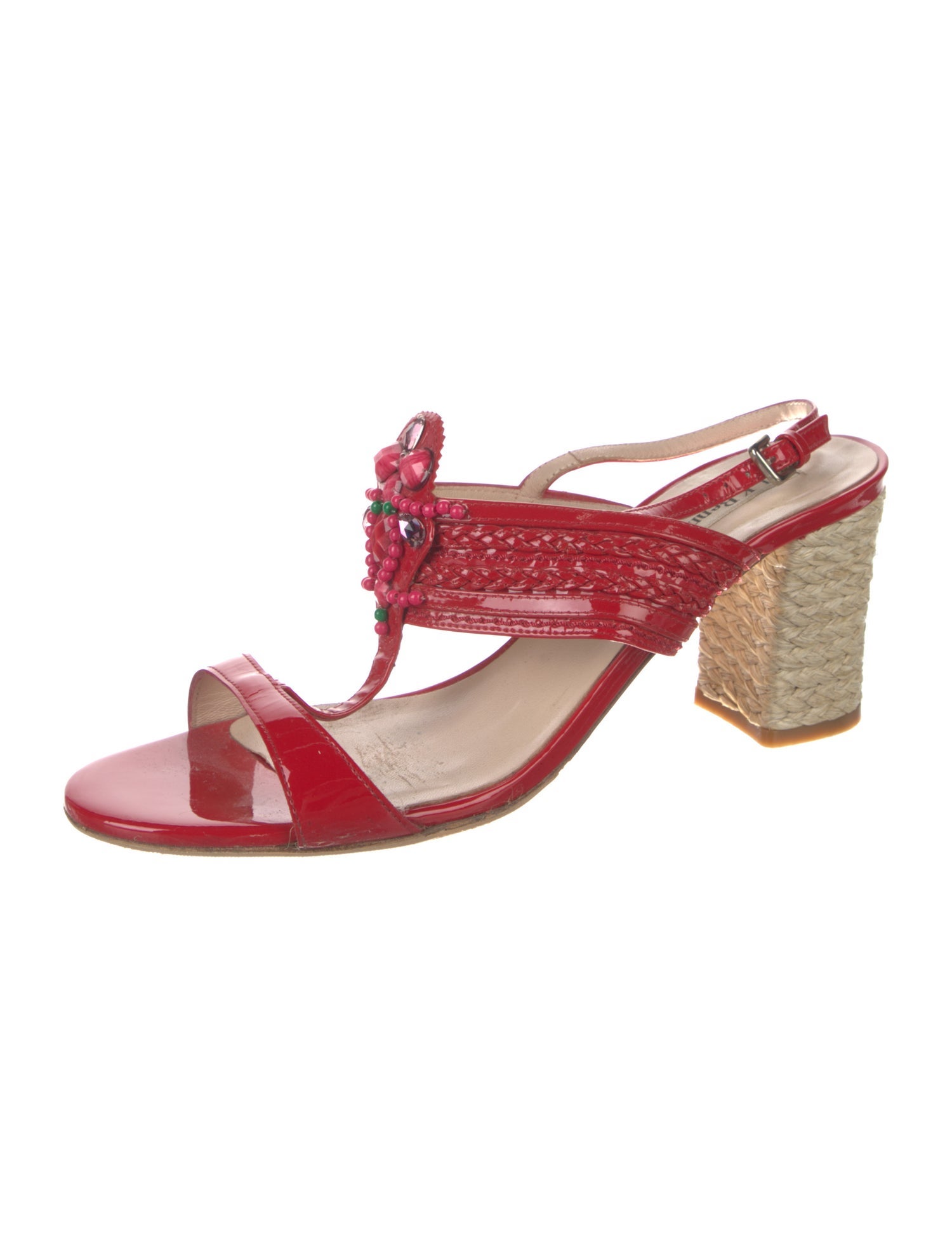 L.K. Bennett Patent Leather Crystal Embellishments Slingback Sandals